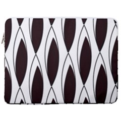 Black Minimalist Leaves 17  Vertical Laptop Sleeve Case With Pocket