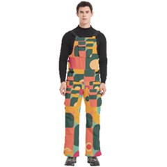 Geometric Design 08 Men s Side Zip Front Pouch Ski And Snowboard Bib Pants	