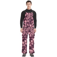 Cherry Blossoms Japanese Men s Side Zip Front Pouch Ski And Snowboard Bib Pants	