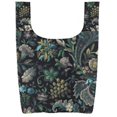 Pattern Flowers Plants Leaves Foldable Shopping Bag