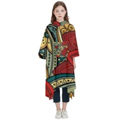 Pattern Shape Colorful Flower Leaves Kids  Hooded Rain Ponchos