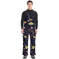 Foliage Pattern Beautiful Aesthetic Secret Garden Men s Side Zip Front Pouch Ski And Snowboard Bib Pants	