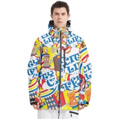 Colorful City Life Horizontal Seamless Pattern Urban City Men s Multi Pockets Zip Ski And Snowboard Waterproof Breathable Jacket