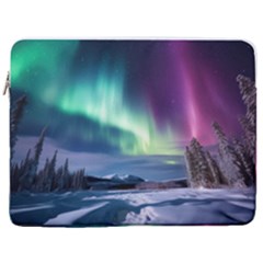 Northern Lights Aurora Night Nature 17  Vertical Laptop Sleeve Case With Pocket