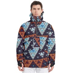Fractal Triangle Geometric Abstract Pattern Men s Pullover Zip Ski And Snowboard Waterproof Breathable Jacket