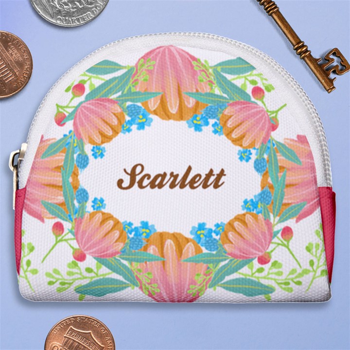 Personalized Floral Name Any Text Horseshoe Style Canvas Pouch