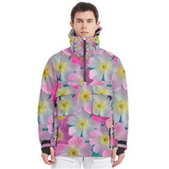 Pink Neon Flowers Flower Men s Pullover Zip Ski And Snowboard Waterproof Breathable Jacket