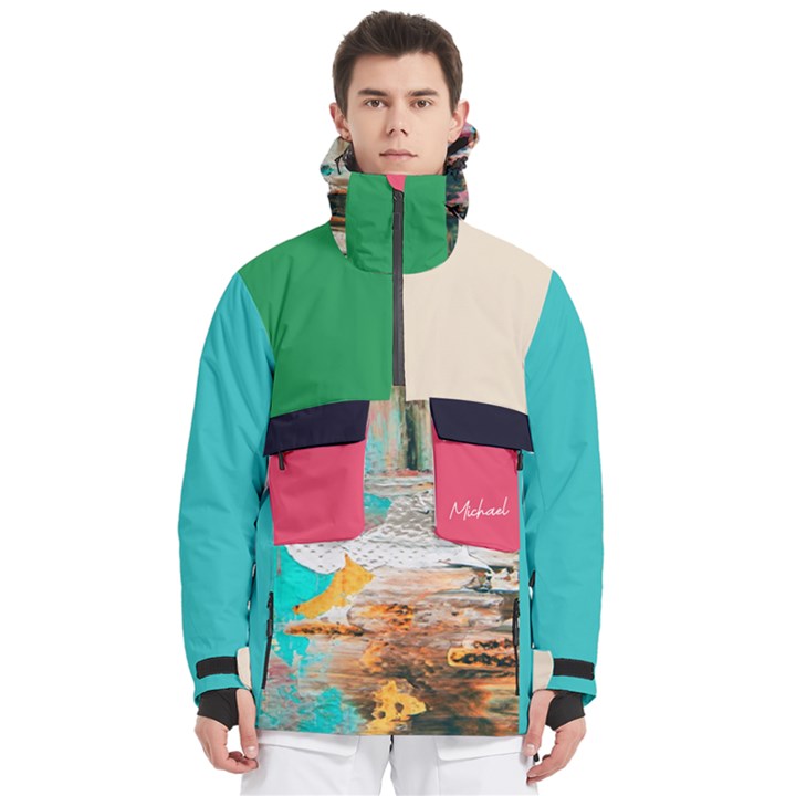 Custom Mix Pattern Logo Any Text Name Men s Pullover Zip Ski and Snowboard Waterproof Breathable Jacket