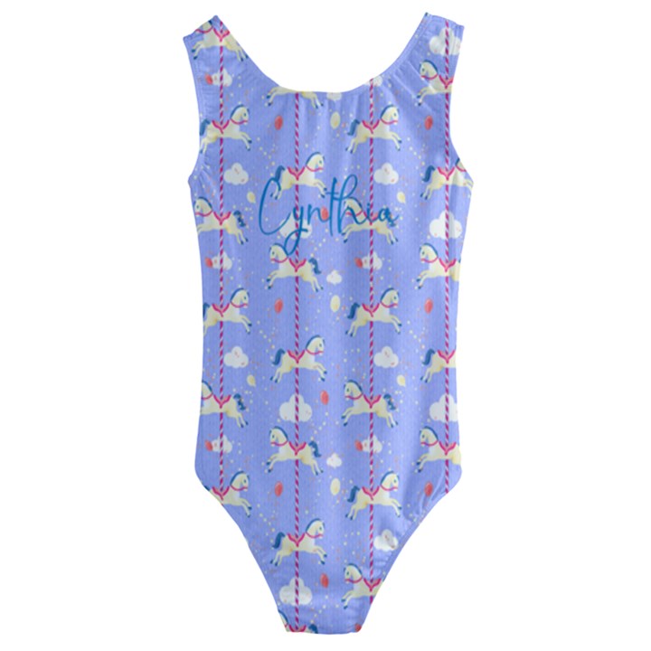 Personalized Any Text Carousel Style Kids  Cut-Out Back One Piece Swimsuit