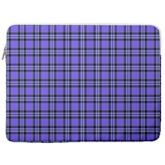 Blue Tartan Plaid 1 17  Vertical Laptop Sleeve Case With Pocket