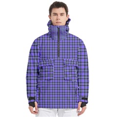 Blue Tartan Plaid 1 Men s Pullover Zip Ski And Snowboard Waterproof Breathable Jacket
