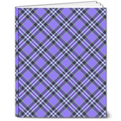 Blue Tartan Plaid 1 Diagonal 8  X 10  Hardcover Notebook