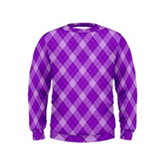 Purple Plaid Tartan 3 Diagonal (2) Kids  Sweatshirt