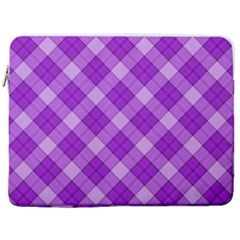 Purple Plaid Tartan 3 Diagonal (2) 17  Vertical Laptop Sleeve Case With Pocket