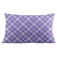 Purple Plaid Tartan 2 Diagonal 16 x24  Lumbar Throw Cushion Case (two Sides)