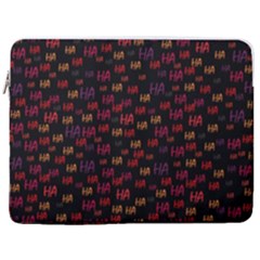 Pattern Ha Ha Ha  Abstract Black Dark Doodle Hahaha Pattern Physco 17  Vertical Laptop Sleeve Case With Pocket