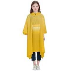 Cream Yellow To Amber Orange Linear Gradient Kids  Hooded Rain Ponchos
