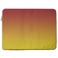 Burgundy Red To Electric Yellow Linear Gradient 17  Vertical Laptop Sleeve Case With Pocket