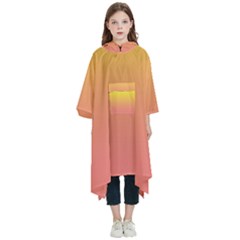 Electric Yellow To Coral Pink Linear Gradient Kids  Hooded Rain Ponchos