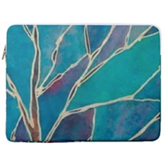 Aqua Batik, Abstract, Colorful 17  Vertical Laptop Sleeve Case With Pocket