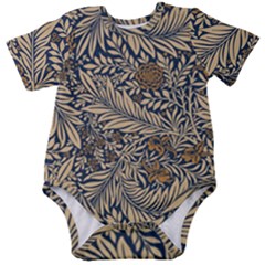 Brown Vintage Background Vintage Floral Pattern, Brown Baby Short Sleeve Bodysuit
