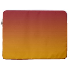 Burgundy Red To Amber Orange Linear Gradient 17  Vertical Laptop Sleeve Case With Pocket