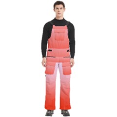 Pink Lace To Scarlet Red Linear Gradient Men s Side Zip Front Pouch Ski And Snowboard Bib Pants	