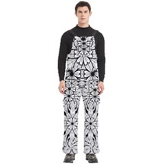 Seamless Tiling Pattern Hand Drawn Black White Men s Side Zip Front Pouch Ski And Snowboard Bib Pants	