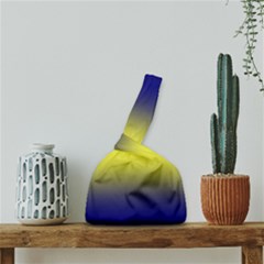 Navy Blue To Electric Yellow Bilinear Gradient Japanese Wrist Knot Bag