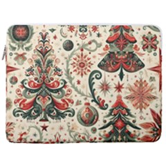 Christmas Tree Snow 17  Vertical Laptop Sleeve Case With Pocket