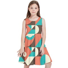 Retro Colorful Background, Retro Abstraction Kids  Skater Dress