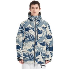 Japanese Wave Pattern Men s Multi Pockets Zip Ski And Snowboard Waterproof Breathable Jacket