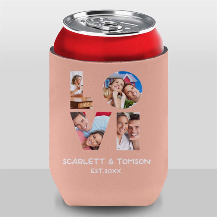 Personalized Couple Photo Name Can Cooler Can Cooler