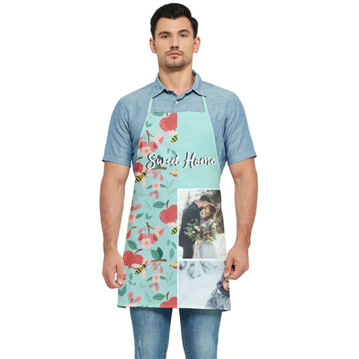 Personalized Half Pattern Name Photo Kitchen Apron Kitchen Apron