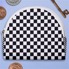 Pattern Checkered Squares Black White Pattern Horseshoe Style Canvas Pouch