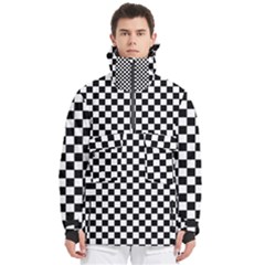 Pattern Checkered Squares Black White Pattern Men s Pullover Zip Ski And Snowboard Waterproof Breathable Jacket