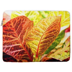 Leaves Plant Pattern Croton Nature 17  Vertical Laptop Sleeve Case With Pocket