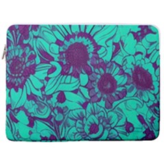 Mid Century Retro Floral 1970s 1960s Pattern 101 17  Vertical Laptop Sleeve Case With Pocket