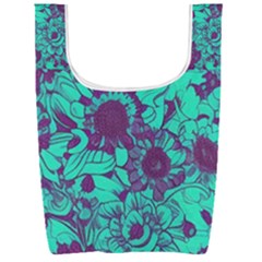 Mid Century Retro Floral 1970s 1960s Pattern 101 Foldable Shopping Bag