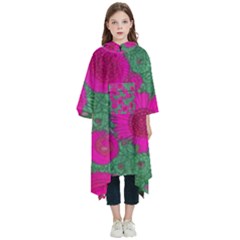 Mid Century Retro Floral 1970s 1960s Pattern 97 Kids  Hooded Rain Ponchos