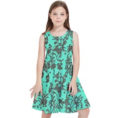 Mid Century Retro Floral 1970s 1960s Pattern 102 Kids  Skater Dress