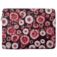 Mid Century Retro Floral 1970s 1960s Pattern 96 17  Vertical Laptop Sleeve Case With Pocket