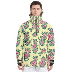 Retro 1880s Flowers Pattern 8 Men s Pullover Zip Ski And Snowboard Waterproof Breathable Jacket