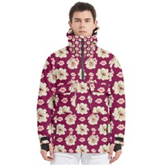 Retro 1880s Flowers Pattern Men s Pullover Zip Ski And Snowboard Waterproof Breathable Jacket