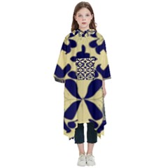 Royal Fractal Pattern 3 Kids  Hooded Rain Ponchos