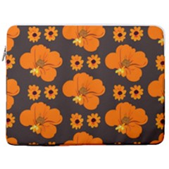 Retro 40s 50s Flowers Pattern Halloween 2 17  Vertical Laptop Sleeve Case With Pocket