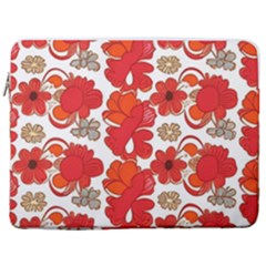 Mid Century Retro Floral 1970s 1960s Pattern 91 17  Vertical Laptop Sleeve Case With Pocket