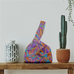 Mid Century Retro Floral 1970s 1960s Pattern 75 Japanese Wrist Knot Bag