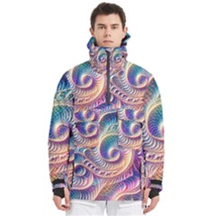Abstract Fractal Art Swirl Pattern Men s Pullover Zip Ski And Snowboard Waterproof Breathable Jacket