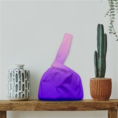 Cotton Candy Pink To Indigo Violet Linear Gradient Japanese Wrist Knot Bag